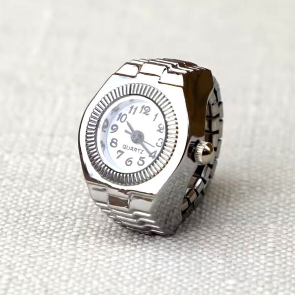 Silver Ring Watch Men's Women's Christmas Birthday Valentine's Anniversary Gift - Picture 1 of 5